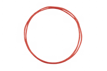 Red hand drawn circle outlining abstract form highlighting area loop transparent background design element