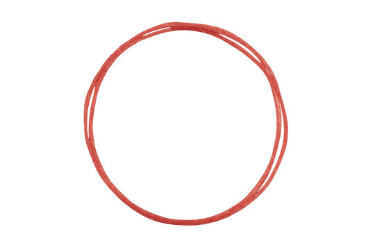 Red hand drawn circle outlining abstract form highlighting area loop transparent background design element