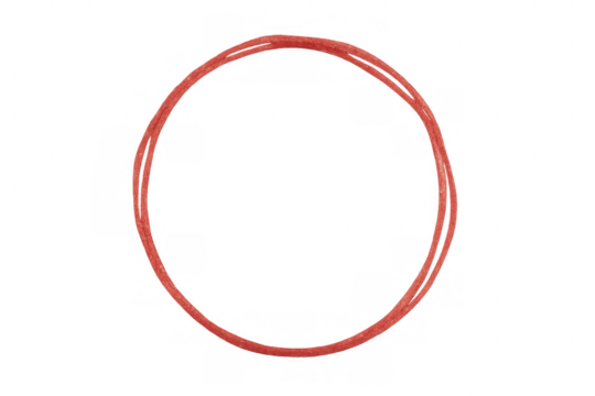 Red hand drawn circle outlining abstract form highlighting area loop transparent background design element