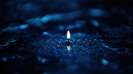 A tiny glowing speck of light hovering in a pitch black room drawing attention to the smallest detail