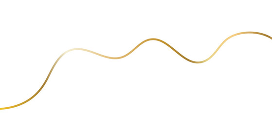 Gold line, golden ribbon isolated on white background, wavy vector design, modern luxury element