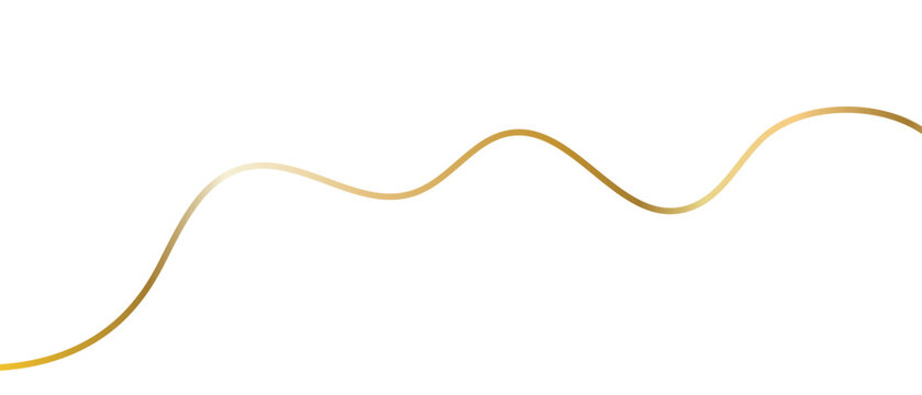 Gold line, golden ribbon isolated on white background, wavy vector design, modern luxury element