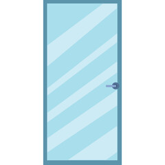 Modern Glass Door With Silver Handle Isolated On Transparent Background Simple Clean Design