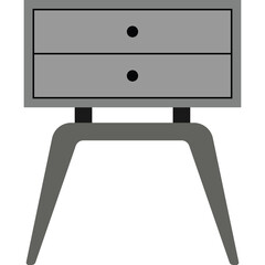 Modern Gray Two Drawer Nightstand With Unique Legs On Transparent Background