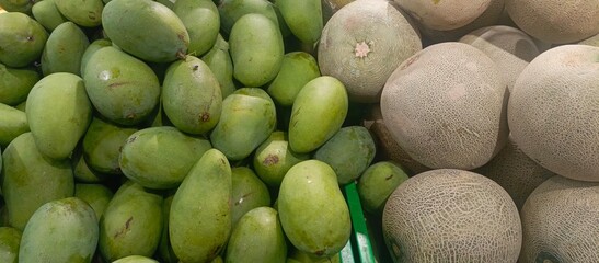 a combination of fresh mango and melon
