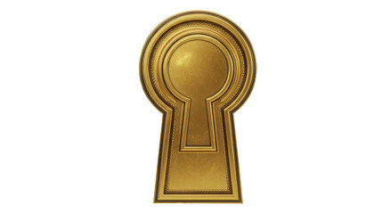 Ornate golden keyhole against a black backdrop offers a sense of mystery and security perfect for design projects and vintage themes with a classic aesthetic on transparent background
