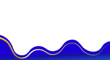 Gold blue wave border for certificate, elegant footer, luxury vector illustration isolated on white background