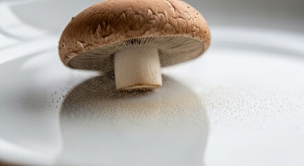 Close-up of a brown mushroom on a white plate