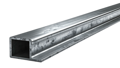 Metal beam, rectangular shape, silvery, industrial isolated
