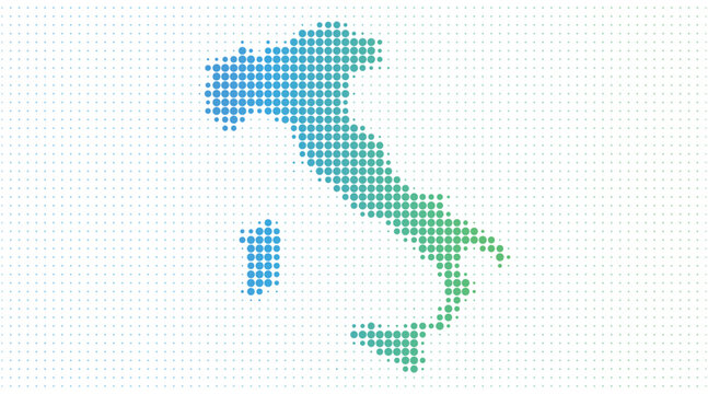 Italy dotted map in modern halftone style
