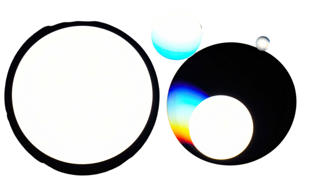 Abstract composition of bright circles against a dark backdrop - Powered by Adobe