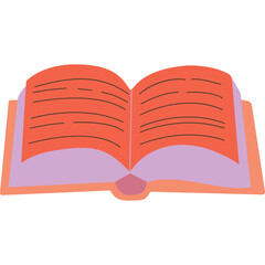 Open Coral Orange Book With Purple Pages And Pink Cover On White Background