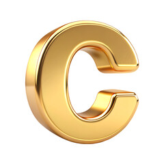 golden number C isolated on white background ,PNG. AI Generated