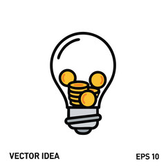 Money Inside Lightbulb Idea Illustration.