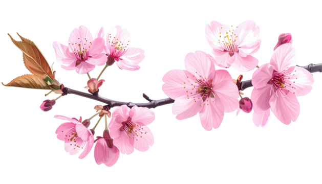 Blooming twig with delicate pink petals against black backdrop
