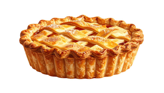 Golden-crusted pie with lattice top, perfectly baked