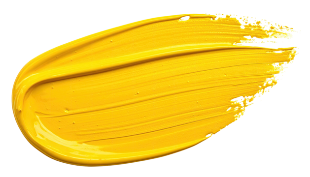 Yellow paint streak isolated on black background
