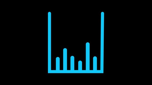 blue color business graph chart growth up down or signal black background.