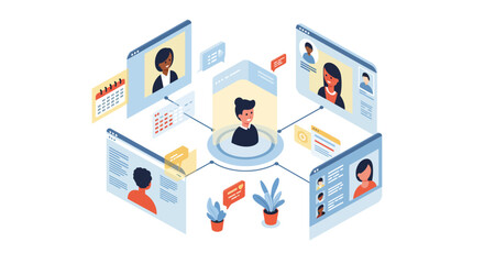 Fototapeta premium Vector Illustration of Online Meeting and Networking Concept.