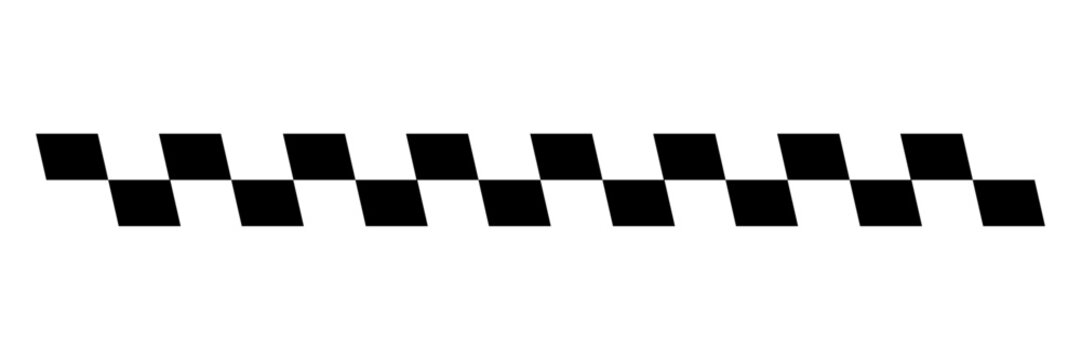 Black and white ending point of race road marking sign. Finishing line road paint of competition or race. Vector illustration.