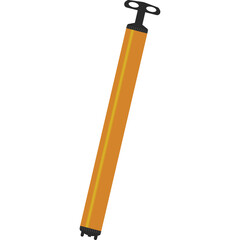 Orange and black cylindrical air pump with a textured handle and a yellow stripe down the center isolated on a transparent background