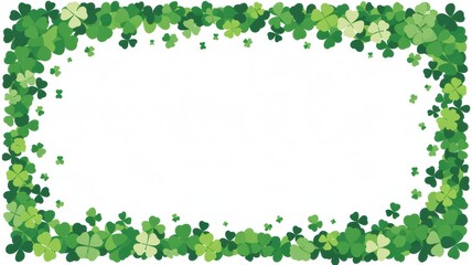 A frame of green shamrocks and clovers on a white background for st patrick's day celebration