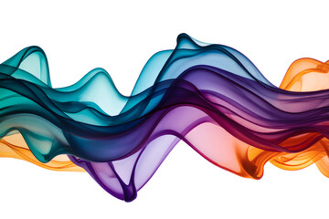 Elegant semi-transparent wave flow in orange, purple and seafoam tones on a light base. PNG overlay on transparent background for fashion, tech, eco projects. Adds soft motion and depth to designs 
