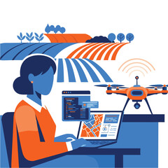 woman operating drone technology outdoors.