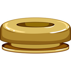Golden Hoop Ring Object With A Hole In The Center And A Shiny Reflective Surface Isolated On A White Background