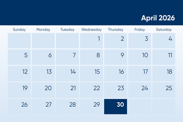 30 April 2026 calendar day design. It shows 2026 April 30 date calendar page