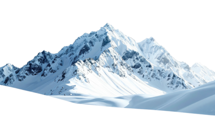 Snowy peak, wintery landscape, bright daylight