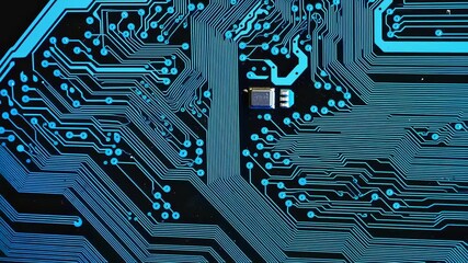 Close-up of a blue and black circuit board with integrated components - Powered by Adobe