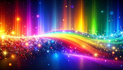 虹色の光が輝くカラフルなクリスマス背景