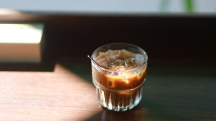 close-up of a cup of milk coffee