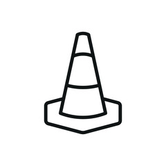 Road cone barrier icon for minimal safety and road management themes.
