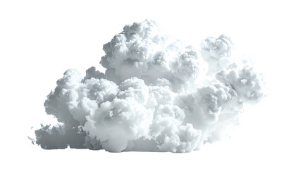 Puffy, isolated white cumulus cloud floating on black