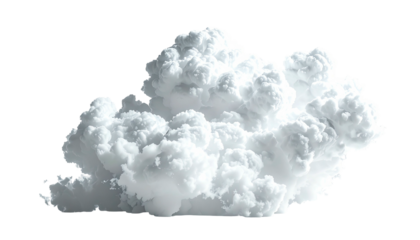 Puffy, isolated white cumulus cloud floating on black