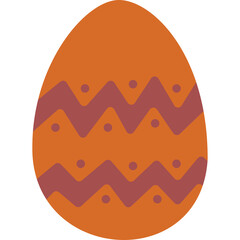 Orange Easter Egg With Purple Zigzag Pattern And Dots Isolated On Transparent Background
