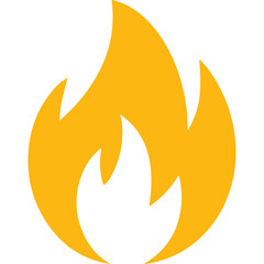 Orange Flame Icon with Transparent Background Representing Heat And Energy On A White Backdrop