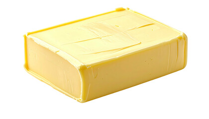 Rectangular block of yellow butter with slight surface texture