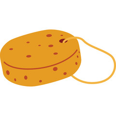 Orange Bath Sponge With Hanging Cord Isolated On Transparent Background