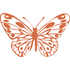 Orange Butterfly Silhouette With Detailed Wing Patterns Isolated On White Background