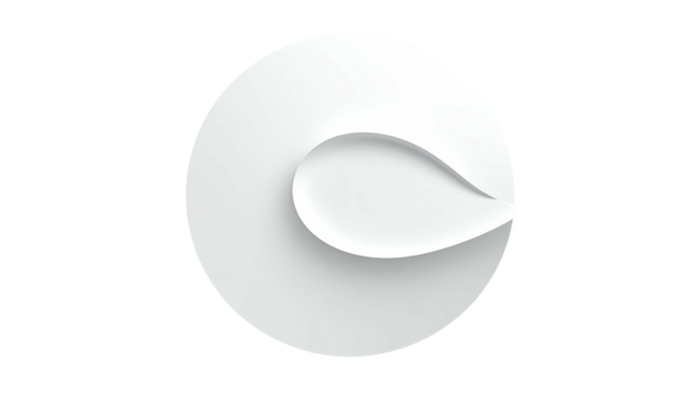 Abstract white circular droplet embedded on another circle shape