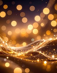 Golden bokeh lights and flowing lines create a festive mood