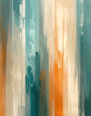 Abstract vertical brushstrokes in cool/warm color palette