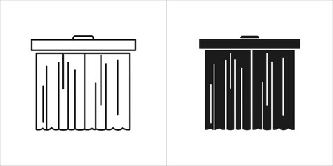 Two icons of a trash can, one in outline and one in solid black, on a
