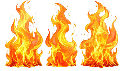 Three stylized bright flames on black. Warmth, intensity