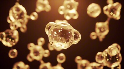 Intriguing Microscopic World Golden Hues Illuminate Abstract Cells and Molecular Structures in Mesmerizing Detail - Powered by Adobe