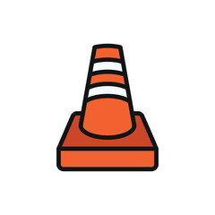 Road cone barrier icon for vibrant city safety and construction visuals.