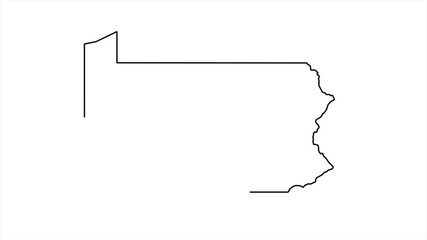 Pennsylvania map animated video. State outline highlighted with white background in video format